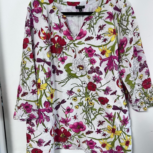 Talbots Floral Print Blouse - Pink, Yellow, Green - Picture 3 of 8
